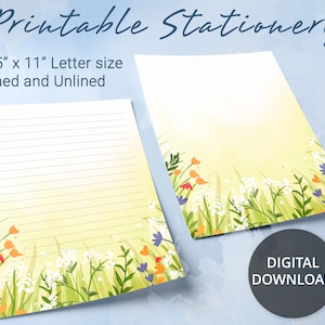 Papelería imprimible con motivos florales, papel para escribir imprimible con flores silvestres, plantilla de Goodnotes