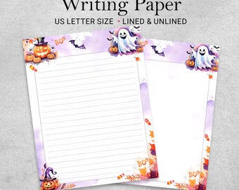 Pastel Goth Writing Paper Printable for Halloween Notes, Lined & Unlined US Letter