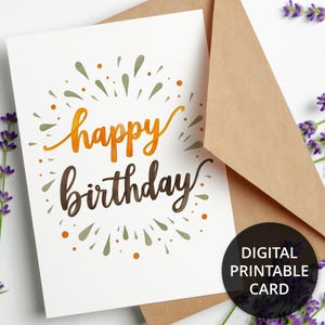 Printable Birthday Card, Printable Birthday Card Funny, Digital minimalist happy birthday card, 5x7 Greeting Card, DIGITAL DOWNLOAD