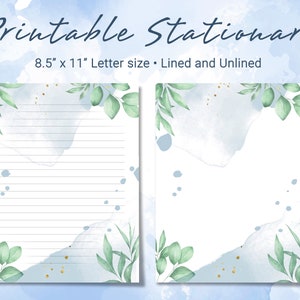 Printable Stationary Paper, Watercolor Floral Printable Writing Paper ...