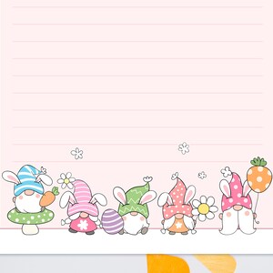Kawaii Stationery Printable for Kids, Printable Letter Writing With Cute Gnomes for Easter, Cute ...
