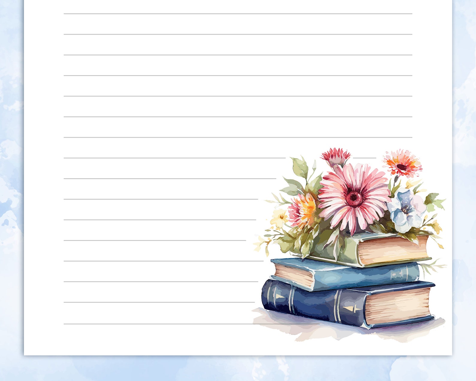 Printable Stationery Lined Paper, Printable Writing Paper With a Stack ...