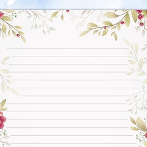 Floral Printable Stationery, Printable Writing Paper With Cute Flower ...