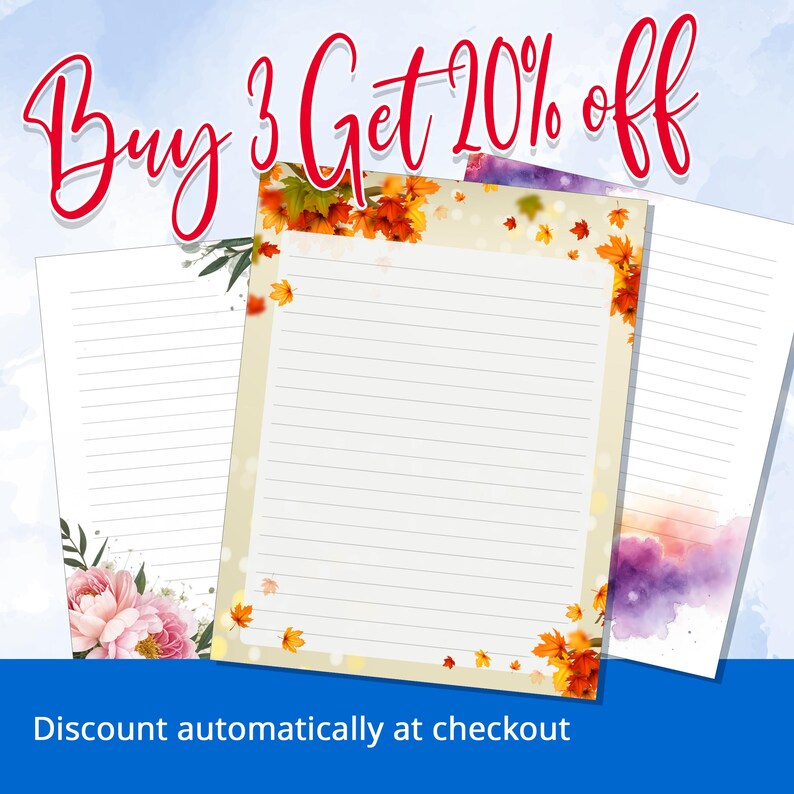 Autumn Printable Stationery: Fall Leaves Writing Paper Set, Lined ...