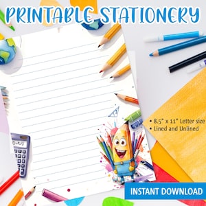 Papelería imprimible para niños, Papel de escritura imprimible para la temporada de regreso a clases, Plantilla Goodnotes