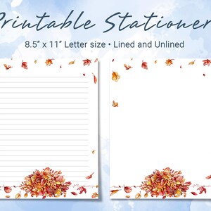 Leaves Printable Stationery, Printable Writing Paper With Watercolor ...