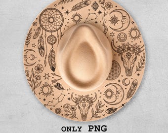 Witchy Celestial Hat Design PNG, Boho Occult Laser Engraving Template