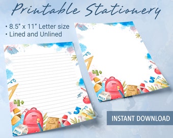 Papeterie imprimable pour la rentrée scolaire, papier à lettres imprimable avec modèle aquarelle pour la rentrée scolaire, modèle Goodnotes