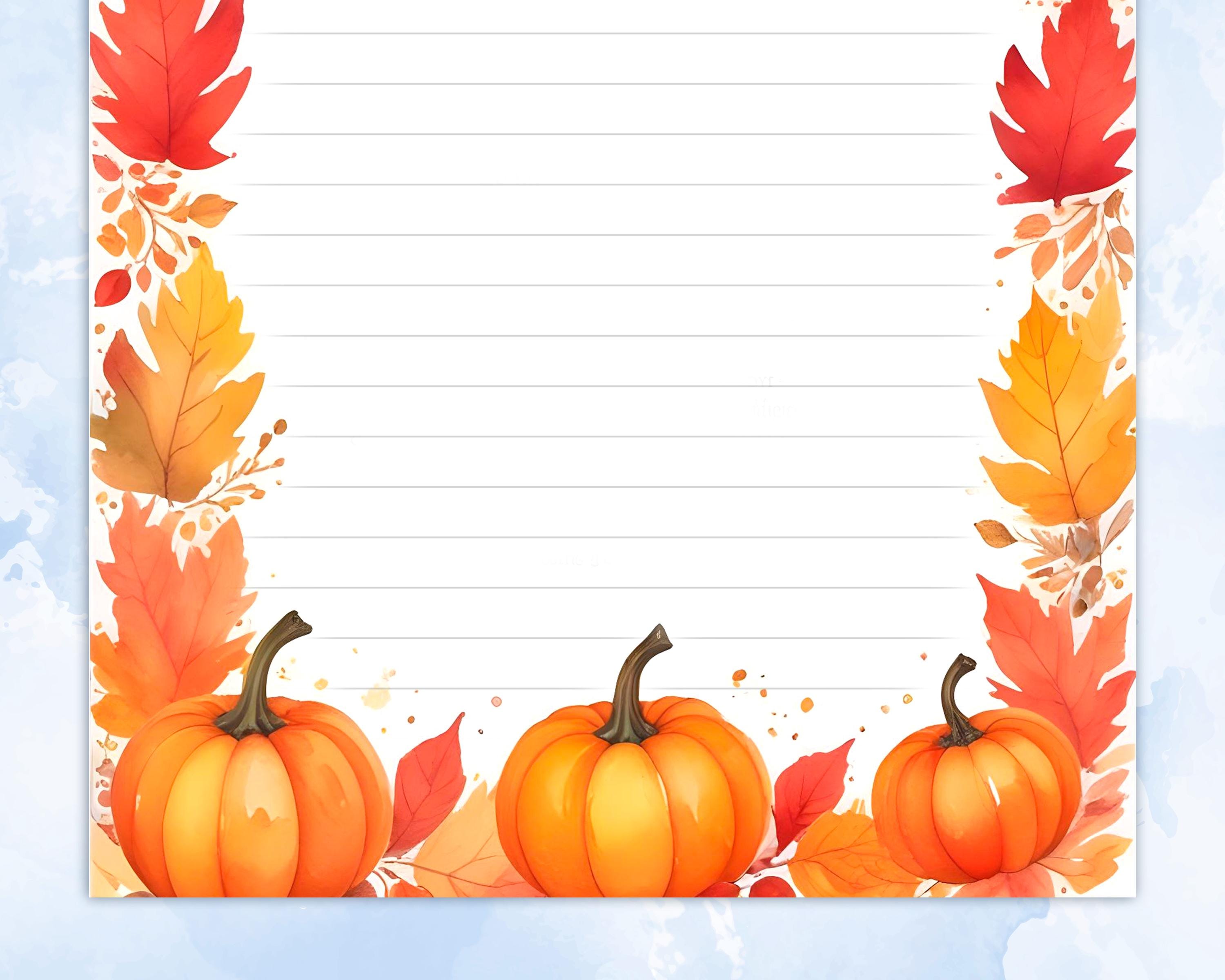 Printable Stationery Lined Paper, Letter Writing Paper With Fall ...