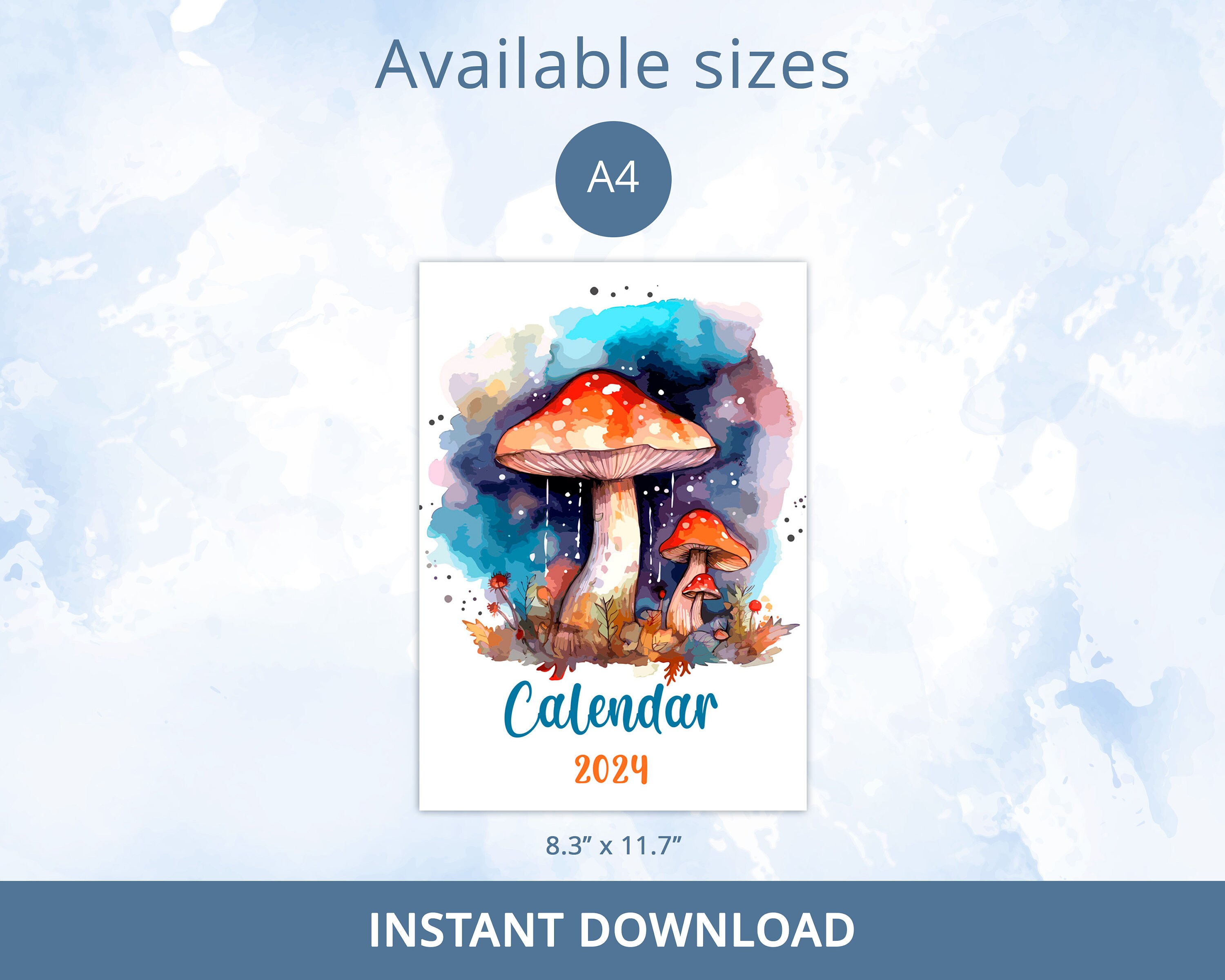Calendar 2024 Printable Watercolor Mushrooms Calendar Desk Calendar calendar-2024-printable-watercolor-mushrooms-calendar-desk-calendar