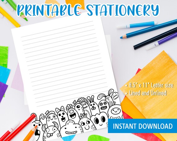 Printable Stationery for Kids Printable Writing Paper With - Etsy