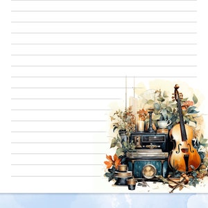 Printable Stationery Paper With Jazz Age Elements, Printable Writing ...