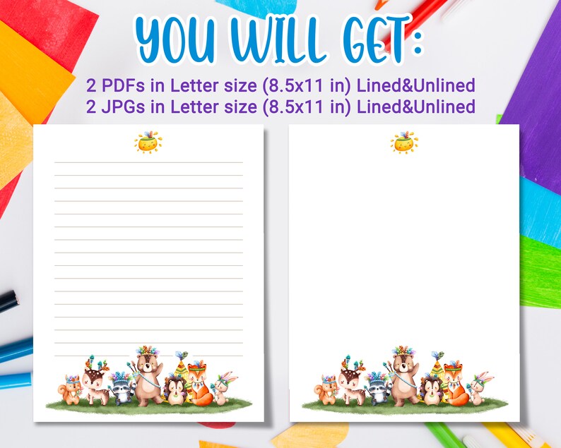 Printable Stationery for Kids, Printable Writing Paper With Watercolor ...