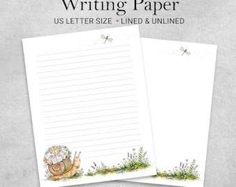 Printable Writing Paper, Snail Mail Stationery, Cottagecore Letter Writing, Pen Pal Journaling Page, US Letter
