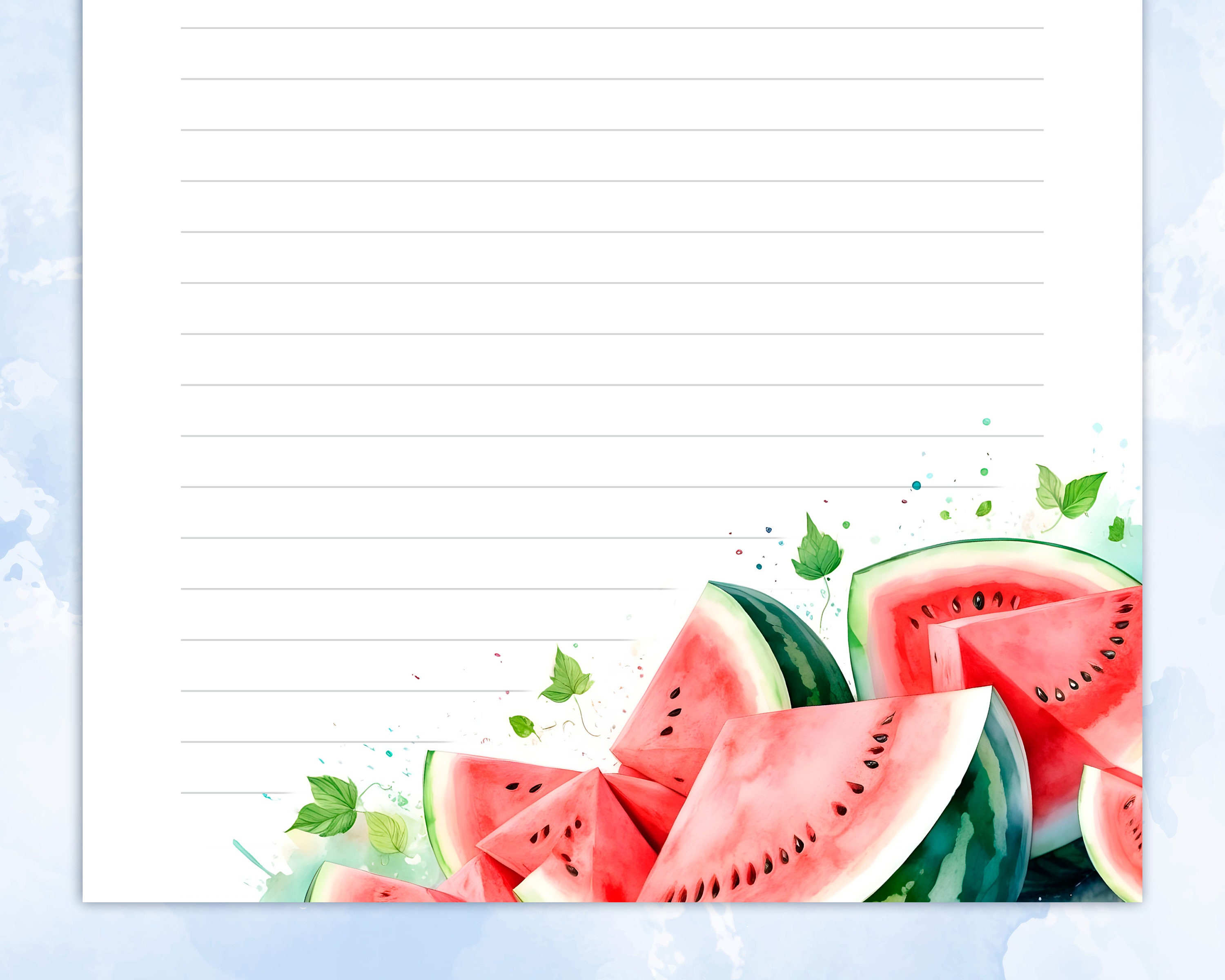 Printable Stationery Lined Paper, Letter Writing Paper With Juicy ...