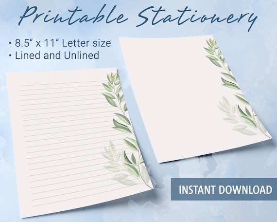 Leaves Printable Stationery Printable Writing Paper With - Etsy