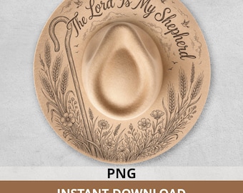 Lord Is My Shepherd Hat Burning Pattern with Wheat and Wildflowers
