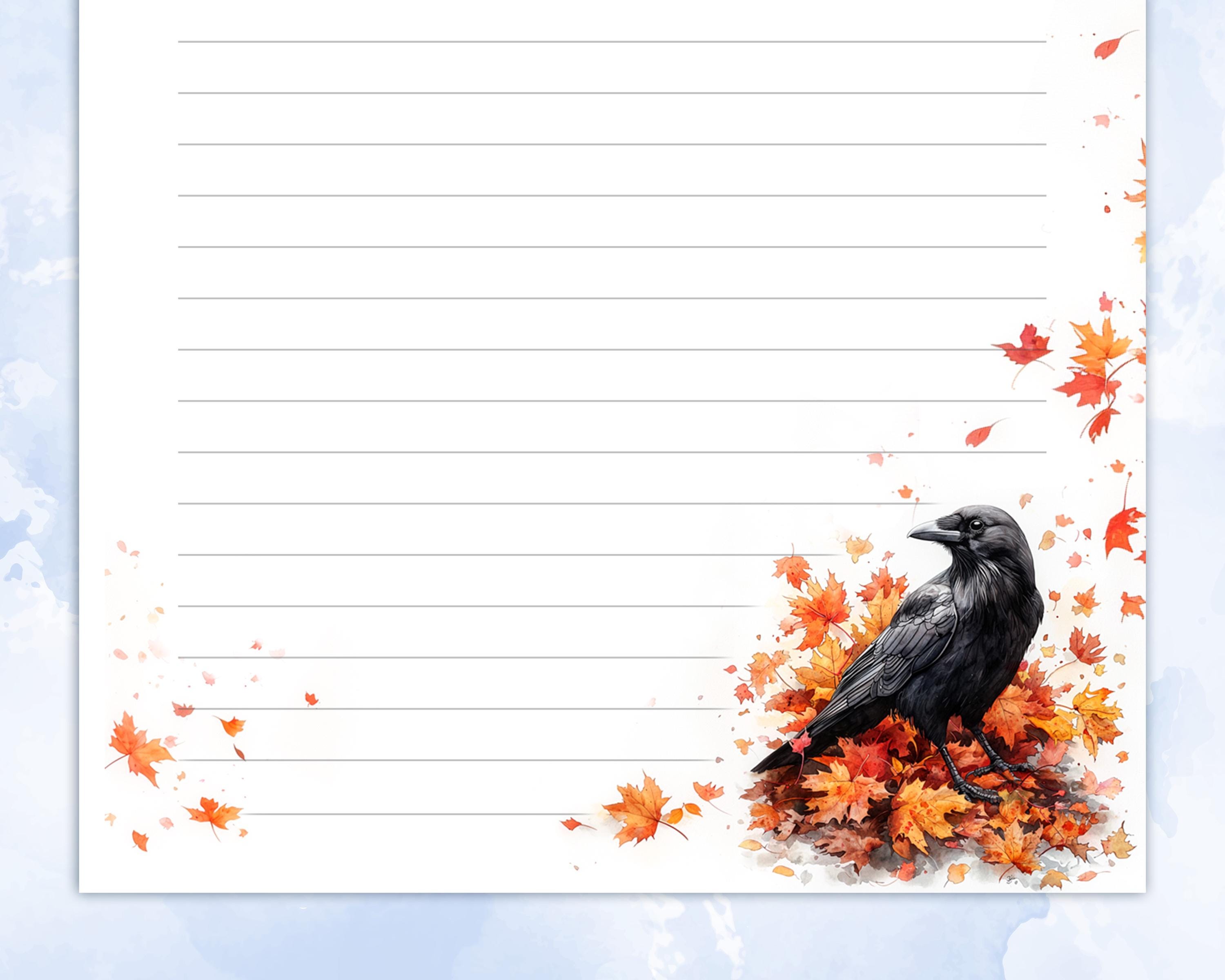 Printable Stationery Lined Paper, Letter Writing Paper With Raven in ...