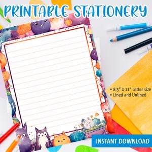 Papelería imprimible para niños, papel de carta imprimible con un elegante marco infantil, plantilla de Goodnotes