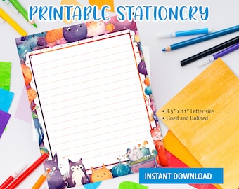 Printable Stationery for kids, Printable Writing Paper with with a fancy child's frame, Goodnotes template