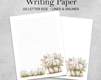 Floral Writing Paper Printable for Snail Mail & Pen Pals, Lined  Unlined US Letter