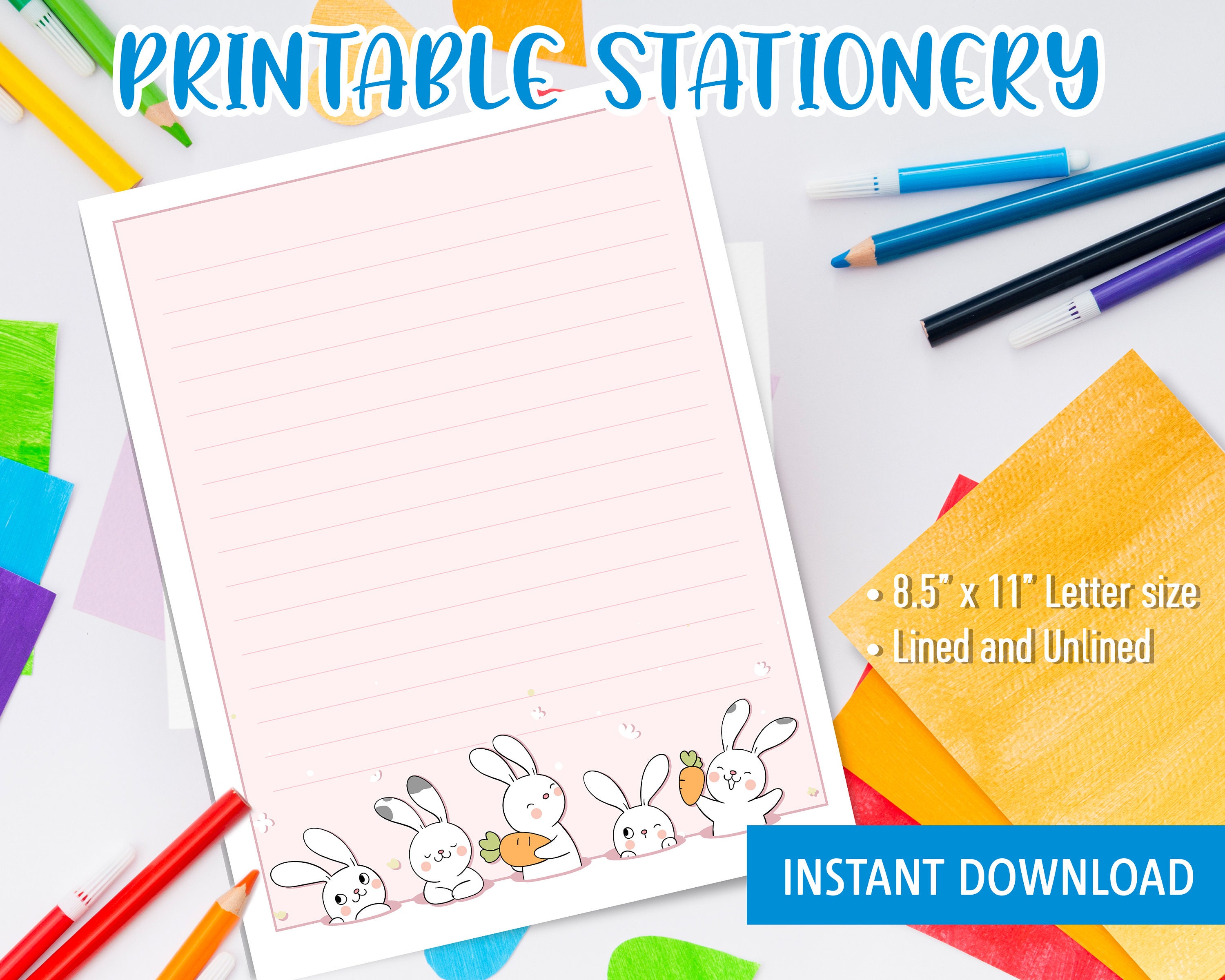 Kawaii Stationery Printable for Kids, Printable Letter Writing With ...