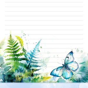 Printable Stationery Lined Paper, Letter Writing Paper With Butterfly ...