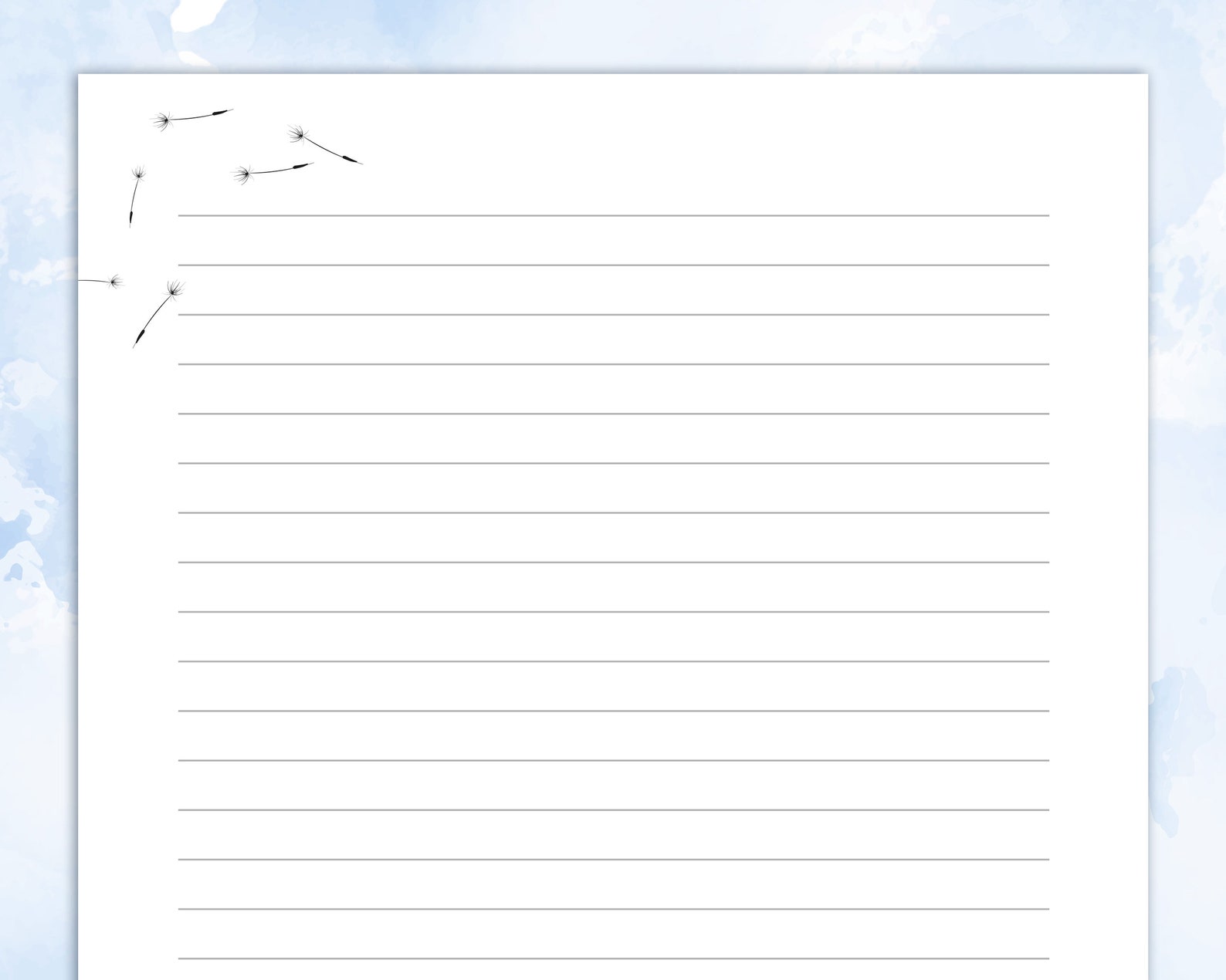 Black &amp; White Printable Stationary Lined Paper Printable - Etsy