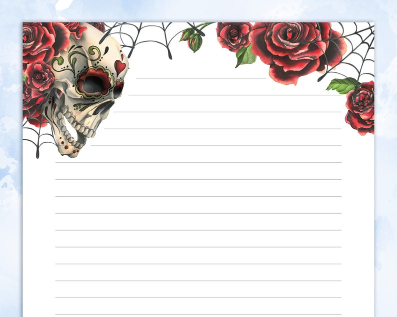 Halloween Printable Stationery, Printable Writing Paper With Skulls ...