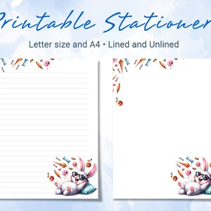 Printable Stationery Paper With a Funny Rabbit and Candy, Letter ...