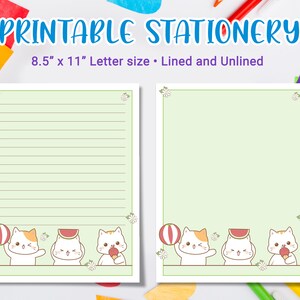 Kawaii Stationery Printable for Kids, Printable Letter Writing With ...