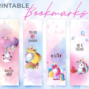 Printable Bookmarks, Unicorn Bookmarks, Printable Bookmarks Set With ...