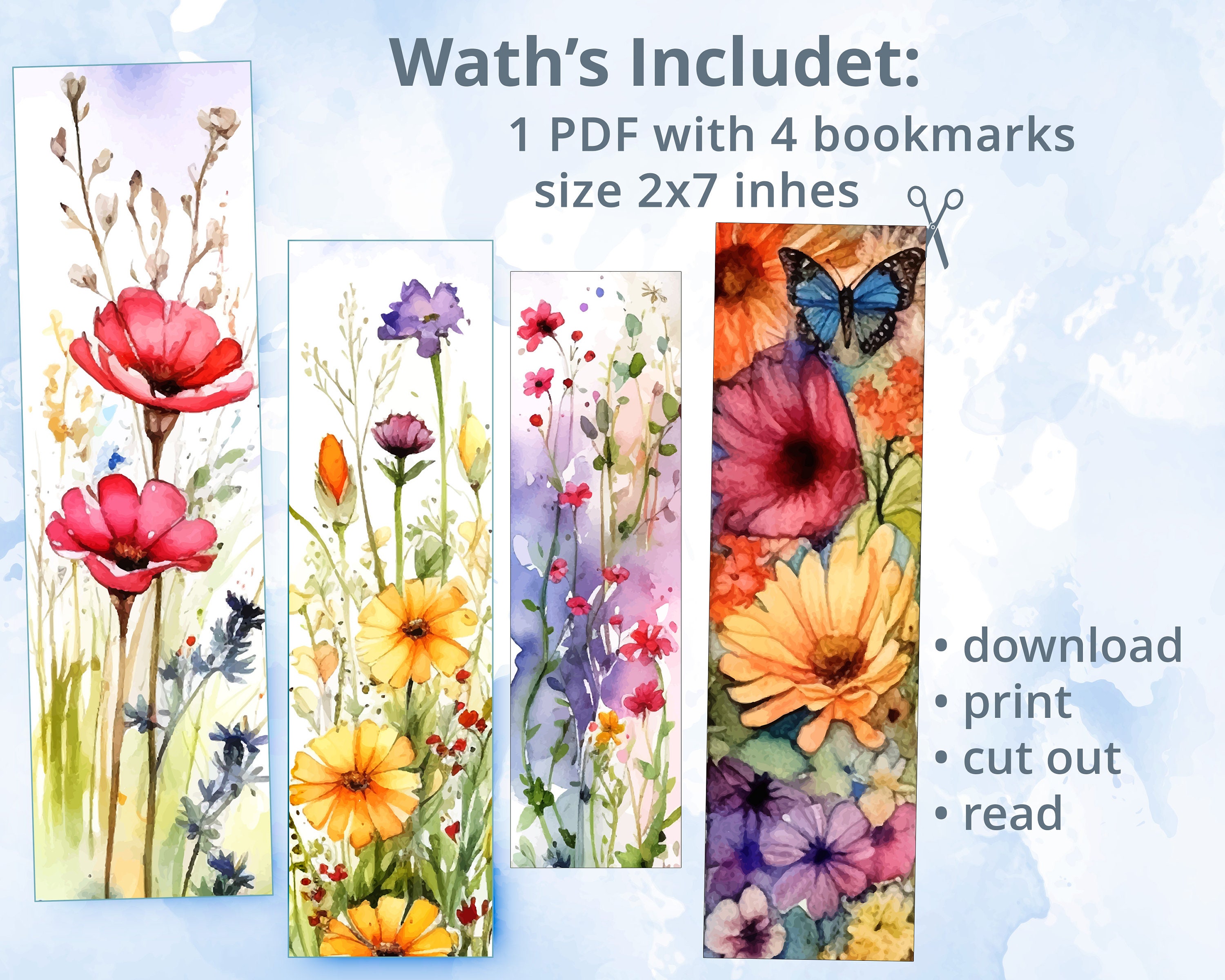 Printable Floral Bookmarks, Botanical Bookmarks for Books With ...
