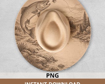 Trout Hat Burning Template, Fly Fishing Pattern for Handmade Fisherman Gifts in PNG + PDF