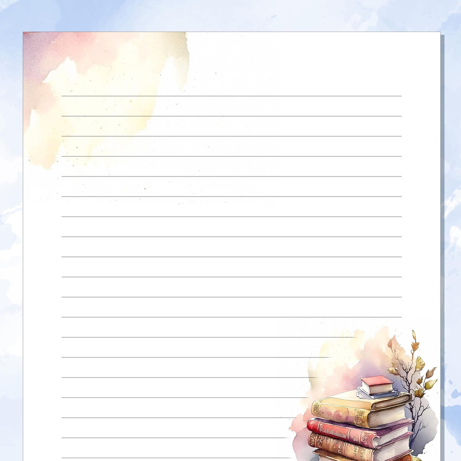 Printable Stationery Lined Paper, Printable Writing Paper With a Stack ...