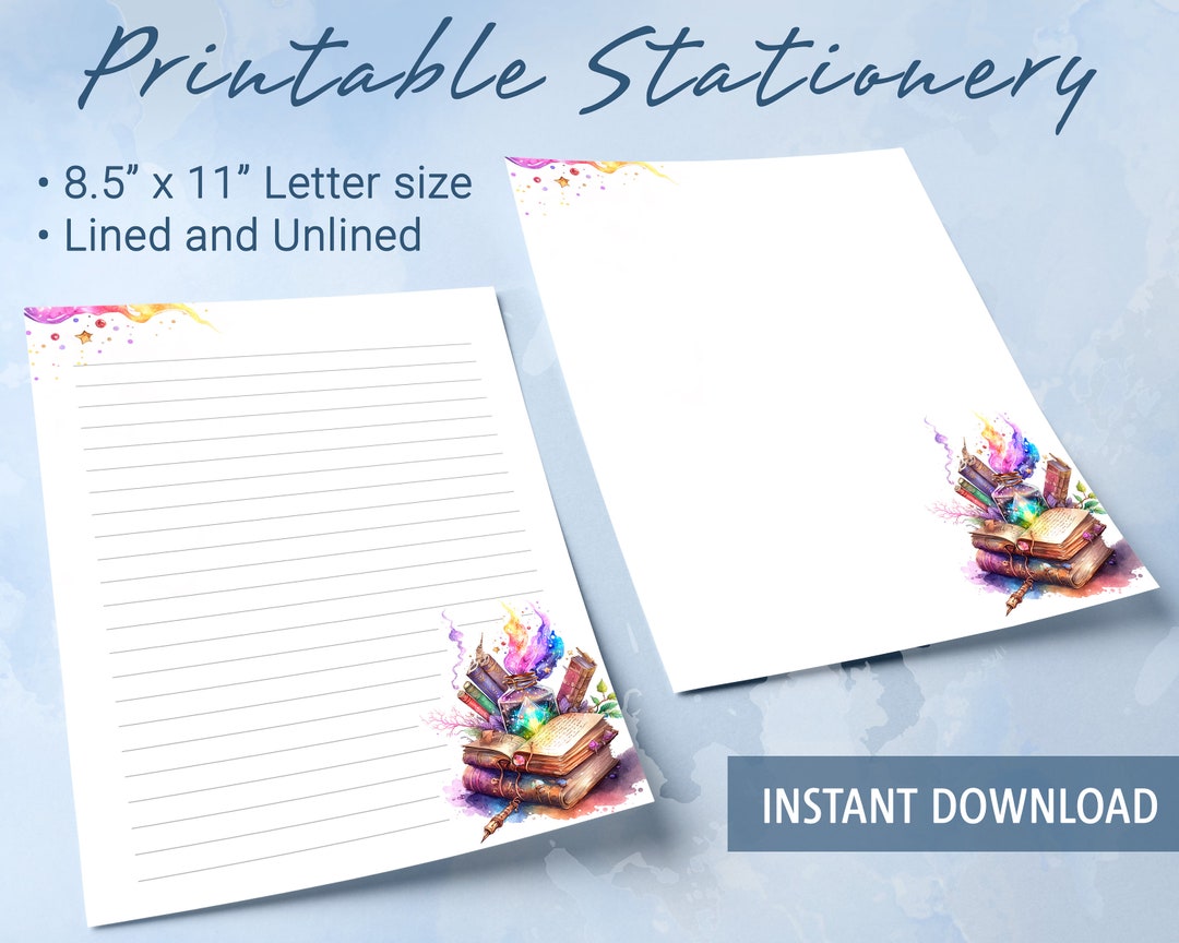 Printable Stationery Lined Paper, Printable Writing Paper With Magical