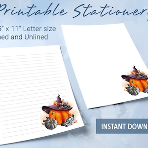 Papelería imprimible de Halloween, papel de carta imprimible con ilustración de Halloween en acuarela, plantilla de Goodnotes