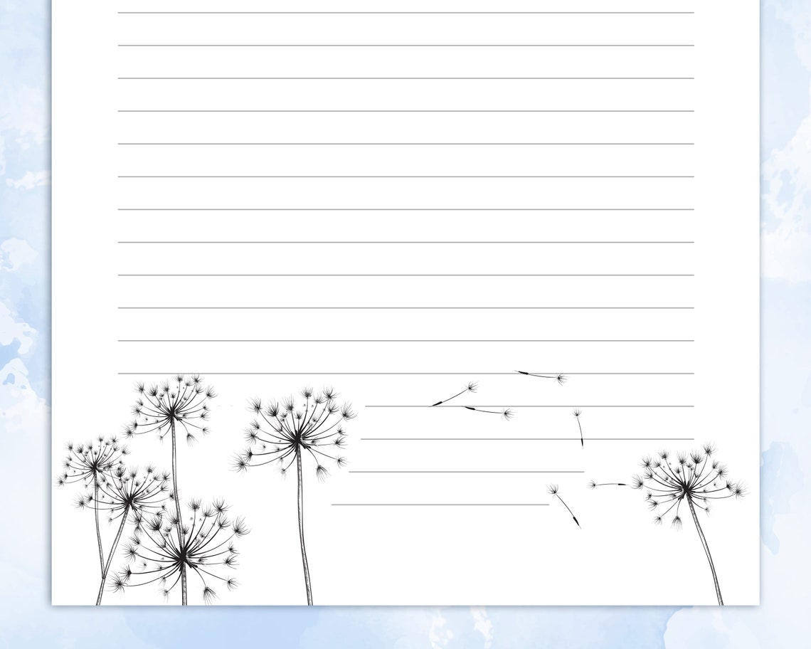 Black &amp; White Printable Stationary Lined Paper Printable - Etsy