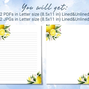 Lemon Stationery Printable, Printable Writing Paper With Lemons, Leaves ...
