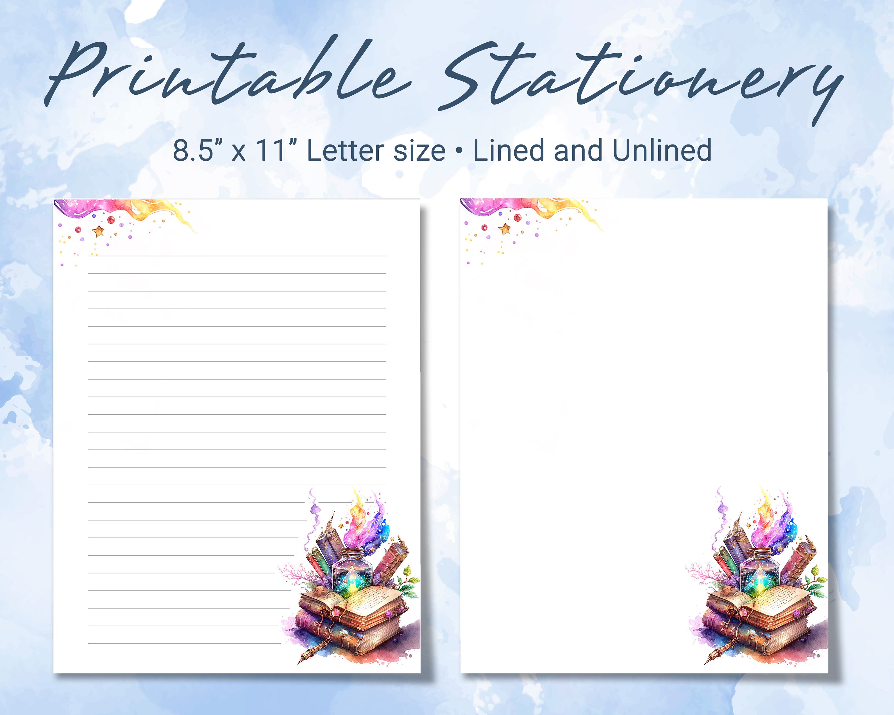 Printable Stationery Lined Paper, Printable Writing Paper With Magical