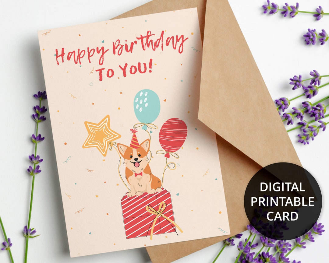 Printable Dog Birthday Card, Printable Birthday Card Funny, Digital ...