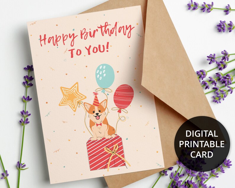 Printable Dog Birthday Card, Printable Birthday Card Funny, Digital ...