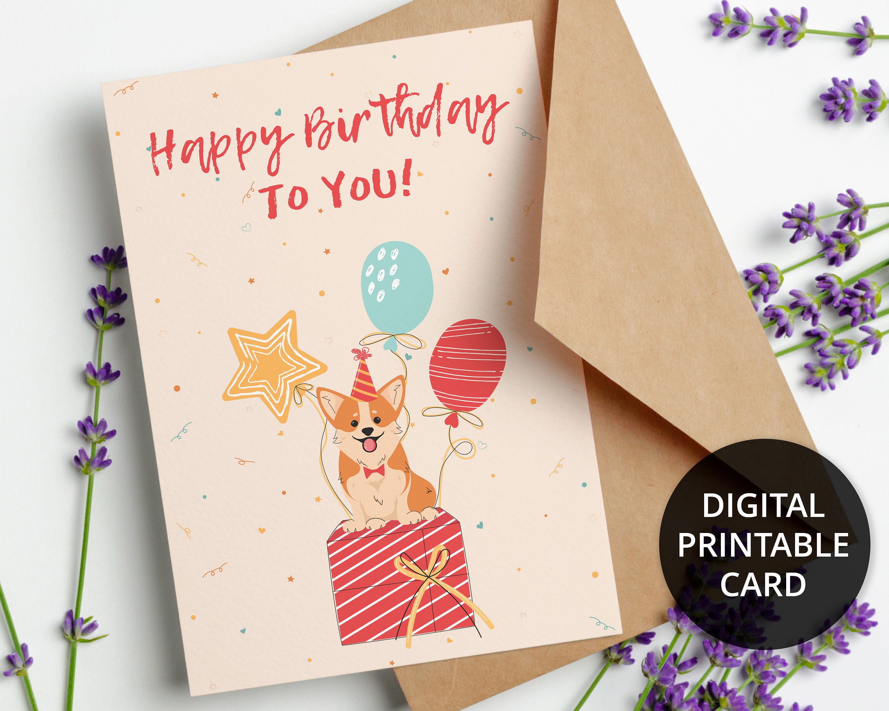 Printable Dog Birthday Card, Printable Birthday Card Funny, Digital ...