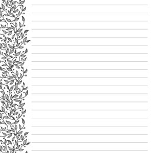 Black &amp; White Printable Stationery Lined Paper, Printable Writing Paper ...