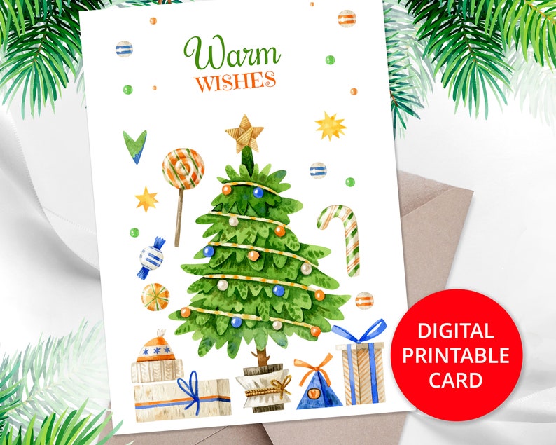 Merry Christmas Printable Card Christmas Card With Christmas Etsy Merry Christmas Printable Card Christmas Card With Christmas Etsy
