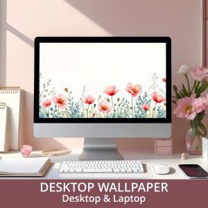 Wildflower Desktop Wallpaper, Minimalist Floral Background, Digital Download for Desktop & Laptop, Aesthetic Spring Computer Art