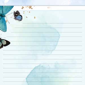 Butterfly Printable Stationery, Letter Writing Stationery, Lined and ...