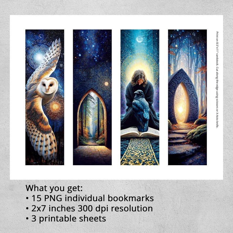 Gothic Fantasy Printable Bookmarks, 12 Dark Magic Designs, Instant ...