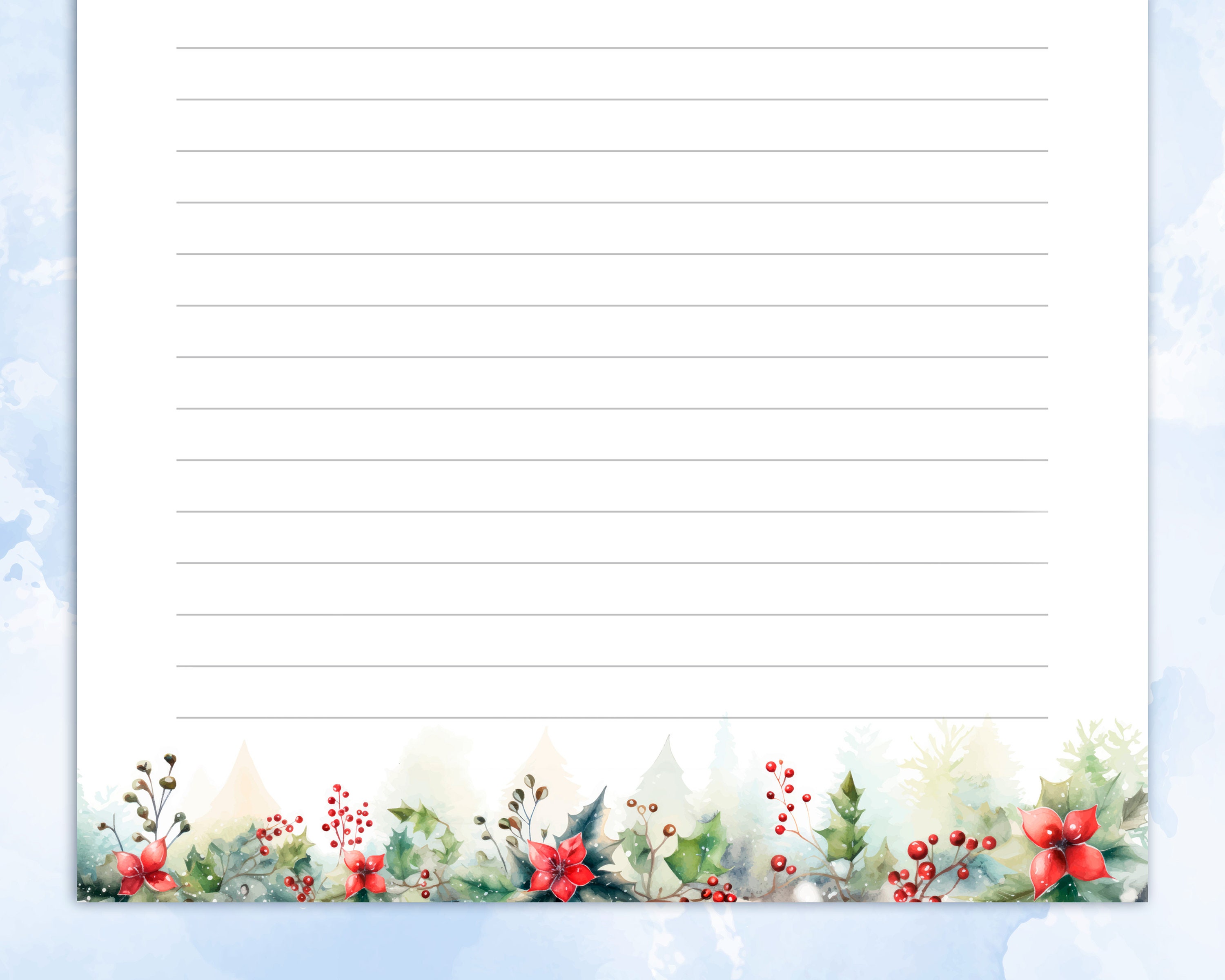 Christmas Printable Stationery Printable Writing Paper With Holly and