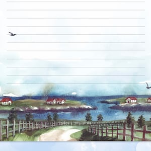 Printable Stationery Lined Paper With of Nature Landscape With Road and ...